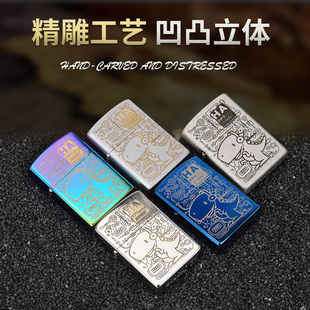 佐罗902双面多款 新品 精雕限量音乐恐龙煤油打火机 祝融火具