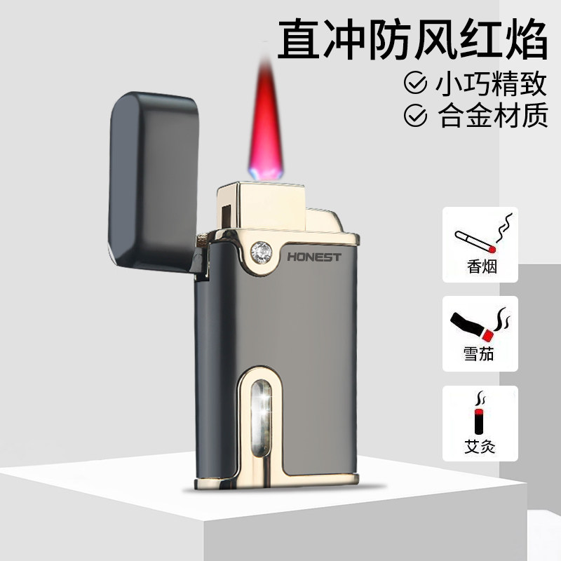 百诚家月气体打火机直冲红焰可视图片