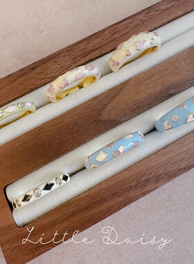 Little Daisy浪漫法式慵懒温柔又时髦珐琅彩釉 气质小众开口戒指