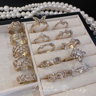 Little 千禧甜辣华丽蝴蝶镂空可调节戒指 Daisy时髦百搭氛围中性