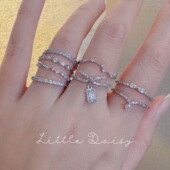 Little Daisy超细叠戴闪闪极细清冷银色细戒指 日系灵动百搭指环