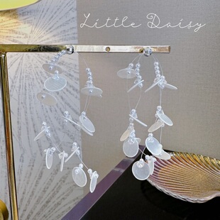 Little Daisy人鱼姬童话幻想贝壳灵动通透珍珠度假海边银针耳环
