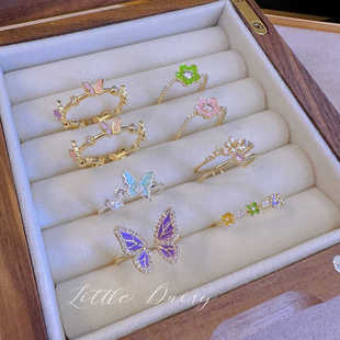 Little Daisy治愈感日系珐琅彩小清新花卉春色不掉色开口小众戒指