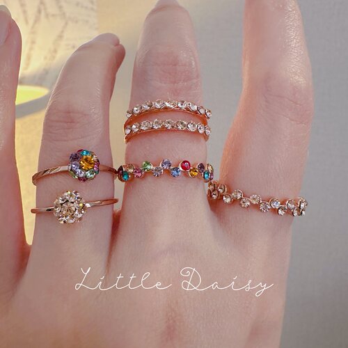 Little Daisy玫瑰金点钻经典超闪小巧玲珑高饱和小彩钻小众戒指