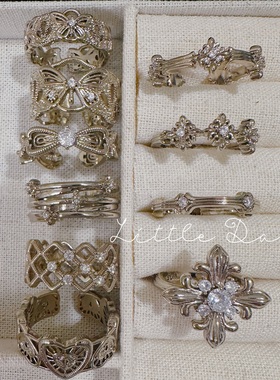 Little Daisy时髦百搭氛围中性 千禧甜辣华丽蝴蝶镂空可调节戒指