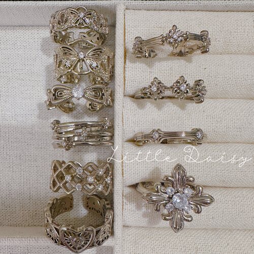 Little Daisy时髦百搭氛围中性 千禧甜辣华丽蝴蝶镂空可调节戒指