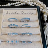 Little Daisy蒂芙尼蓝贵气小姐 摩洛哥蓝优雅度假开口可调节戒指