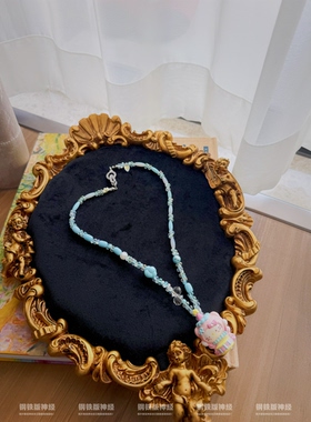 神经手作孤品 咚咚锵手绘Kitty流沙小鼓槌可爱少女心童趣潮玩项链