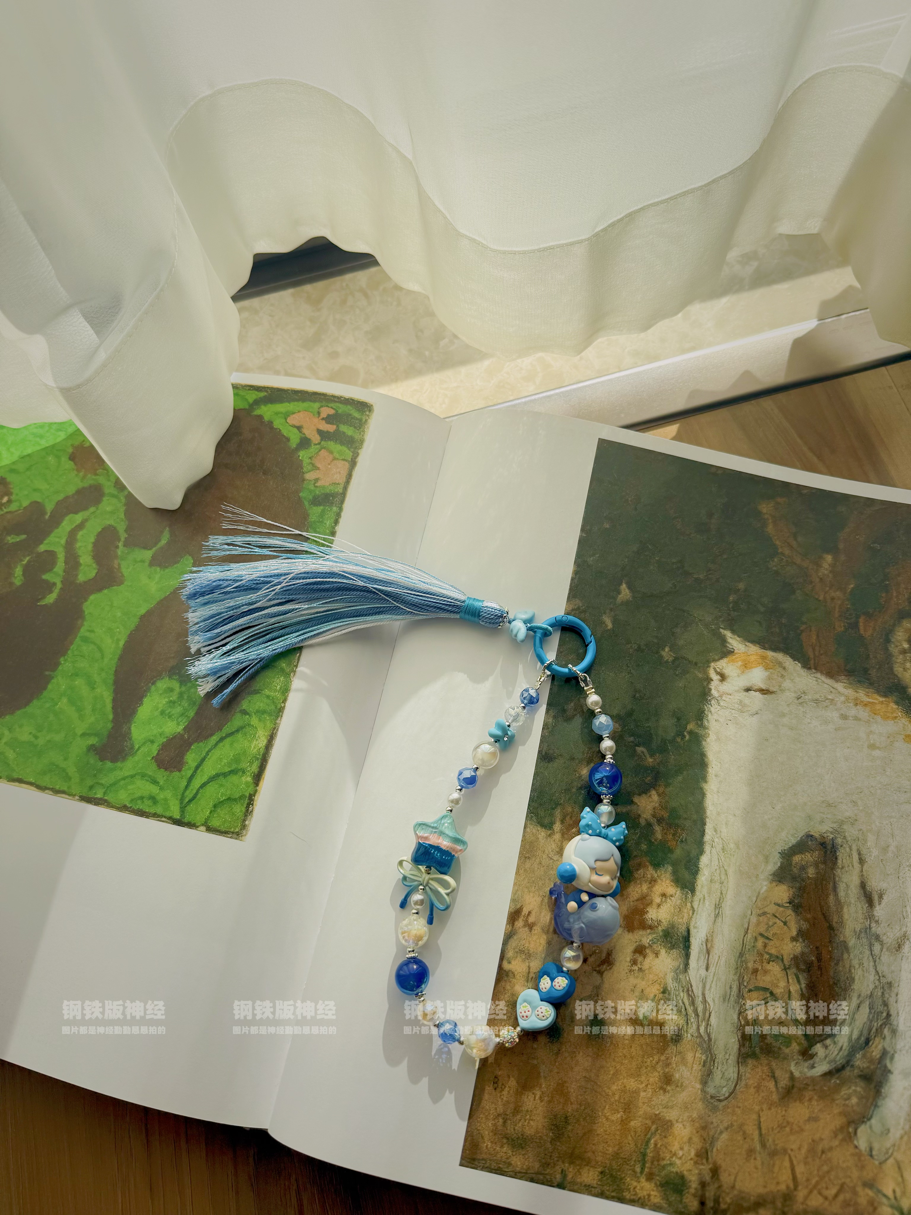 神经手作孤品锦鲤SP手工串珠蓝色多瑙河潮玩礼手机链流苏车挂包挂