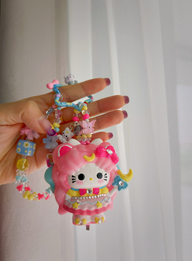 神经手工孤品超大体 美战KT猫花枝藤蔓串珠ins风高颜值少女心包挂