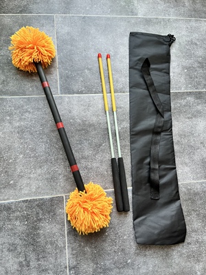 50儿童打花棍60成人打花棍桔黄色健身老北京毛线头花棍成套装橘黄