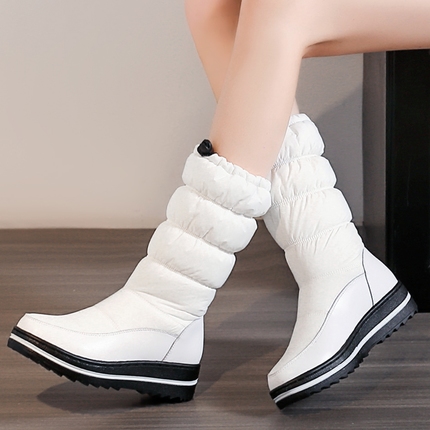 羽绒保暖真牛皮棉鞋靴子弹力大码