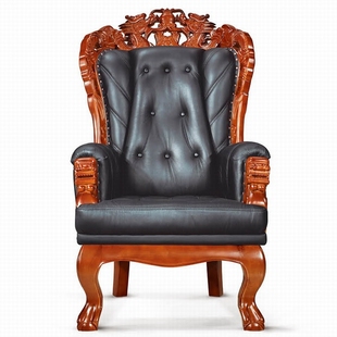 固定脚 实木雕龙老板椅 雕花真皮大班椅 太师椅 大班椅 龙椅9003C