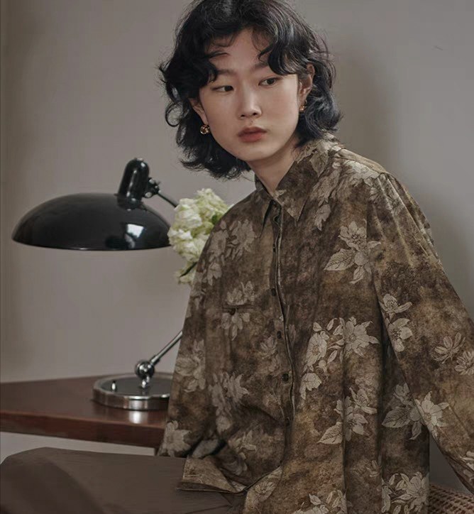 复古百搭显瘦原创印花落叶黄昏垂坠舒适灯…