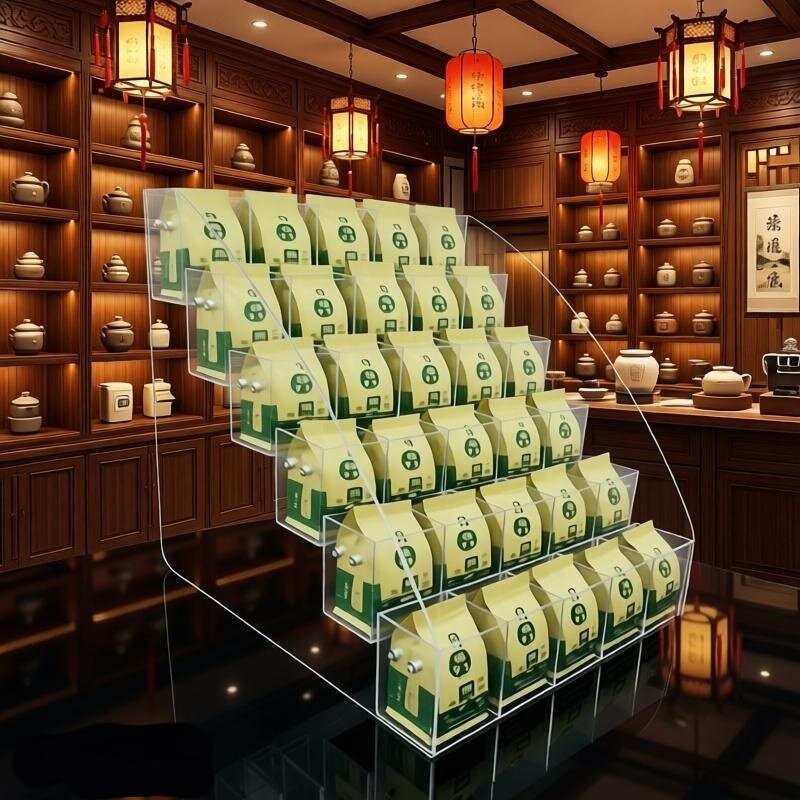 茶叶店专用茶包展示架透明多层分格收纳桌面小袋茶叶泡袋陈列架子