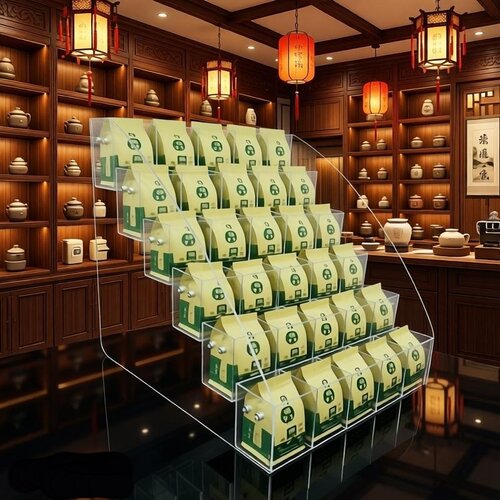 茶叶店透明多层茶包展示架