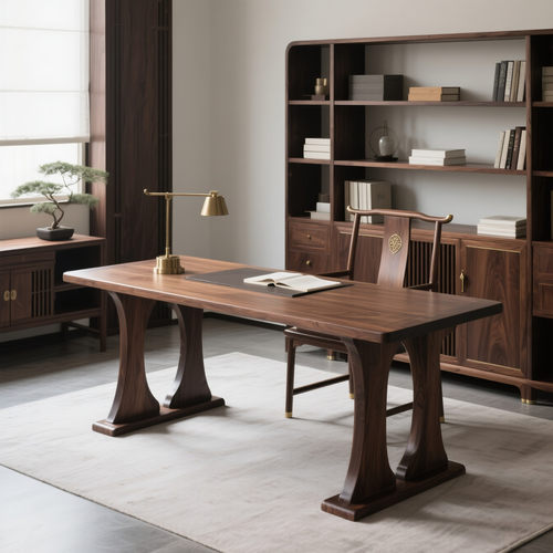 新中式北美黑胡桃办公桌