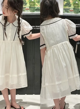 夏季新款牛哆哆女童娃娃领可爱公主裙天丝气质连衣裙98005