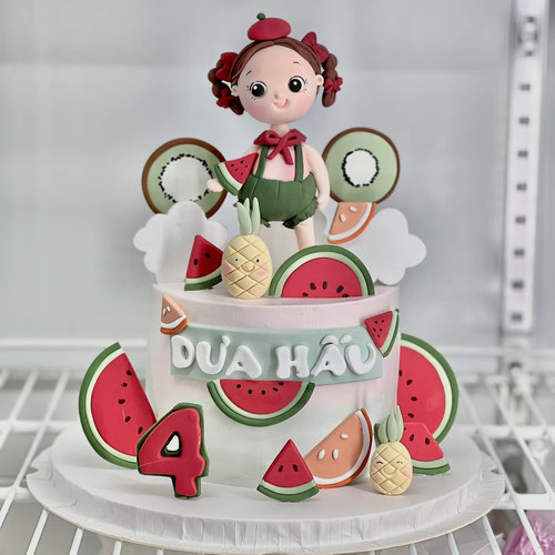 cakegirl西瓜妹女宝宝百日宴女孩周岁甜品台生日蛋糕只配送杭州
