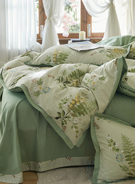 新疆长绒棉 全棉北欧 美式田园纯棉公主花卉韩式 四件套 YU9828PT
