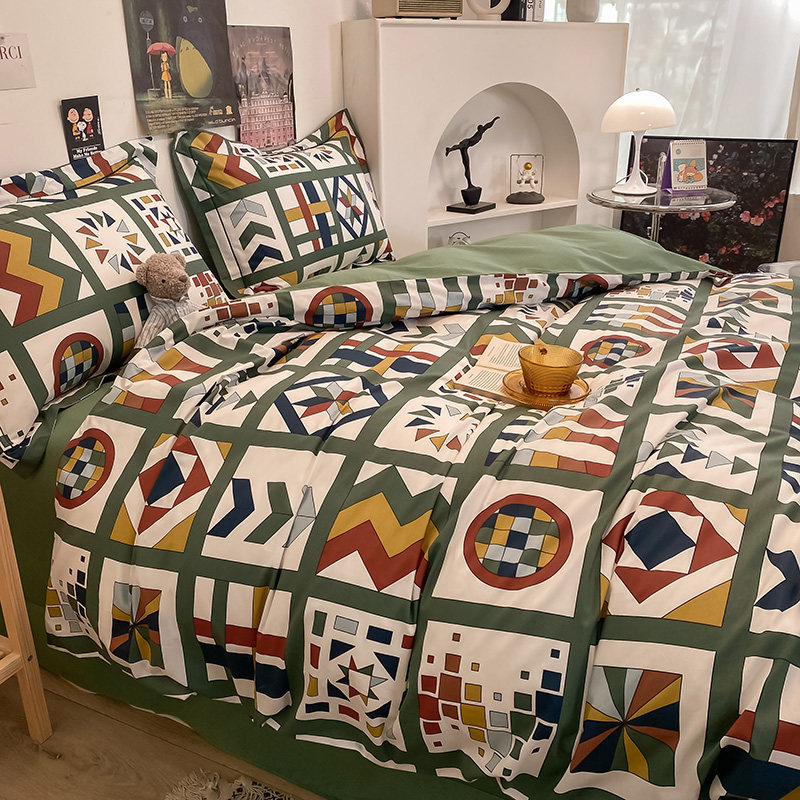 全棉北欧风床品精梳臻棉欧美现代卡通纯棉四件套1.2m三件套YL7863