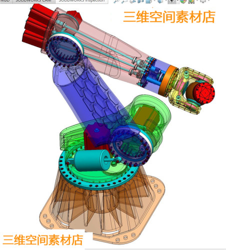 完整的6自由度机器人三维模型solidworks手臂3D建模图纸设计