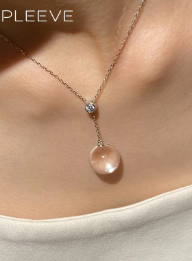 可调节钻位!天然全净白水晶s925银项链小众高级锁骨链Y字链泡泡钻