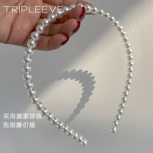 正品施家珍珠发箍高级感基础款压发卡女2025新款高端头箍发饰头饰