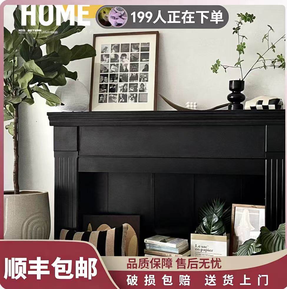 美式复古壁炉柜欧式民宿装饰柜背景墙电视柜白色简约婚礼壁炉架