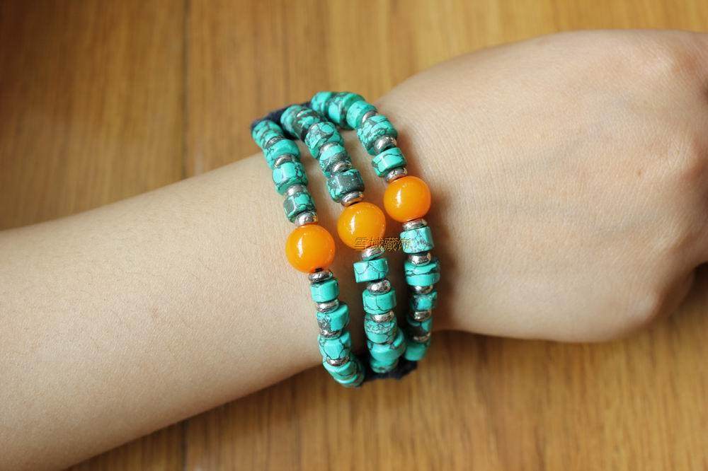 雪域藏饰品西藏尼泊尔民族工艺手工饰品绿松石女式手链波西米亚风