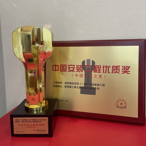 中国钢结构金奖奖杯奖牌安装之星