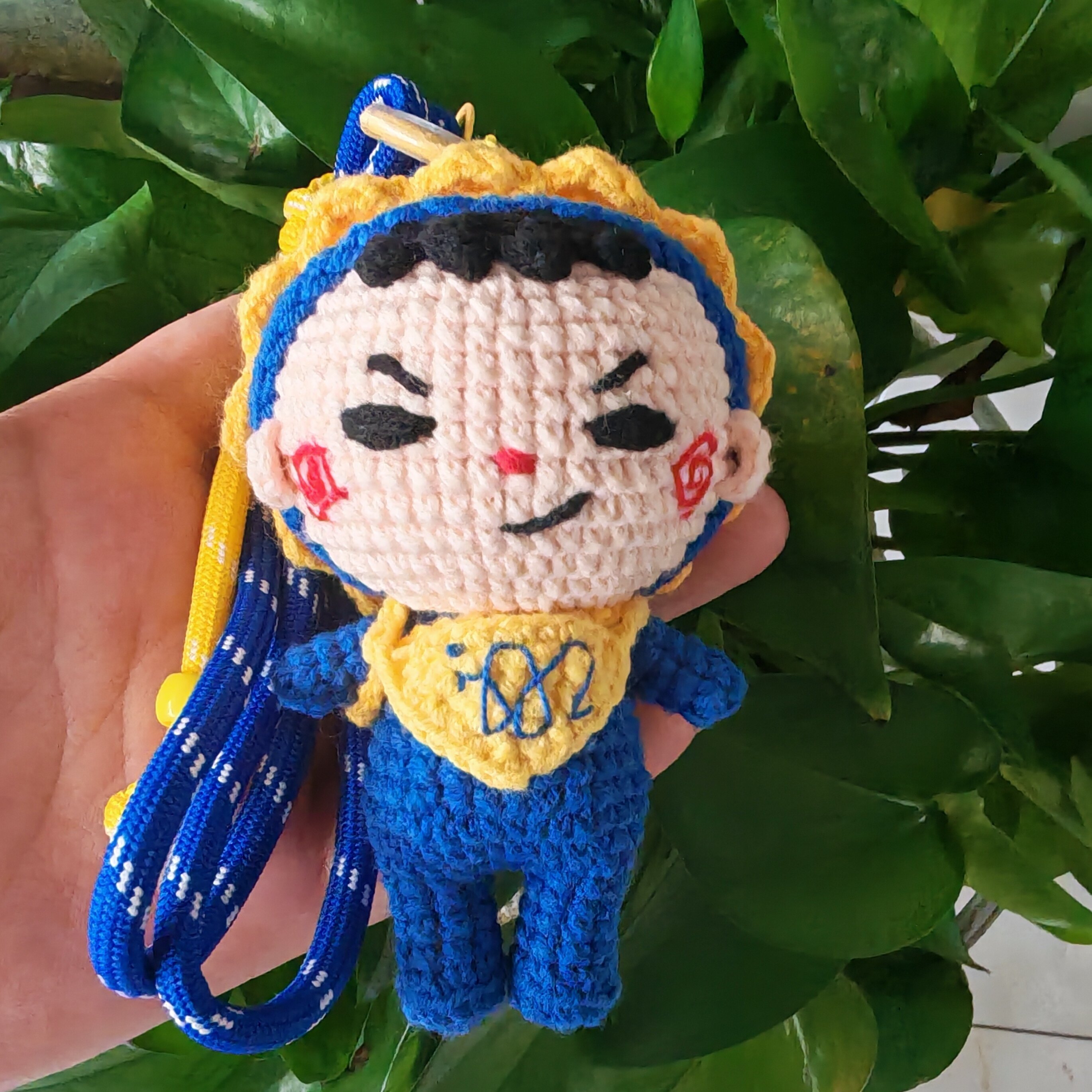 明星周边玩偶娃娃成品蓝衣服团子挂件 手工制作diy玩具