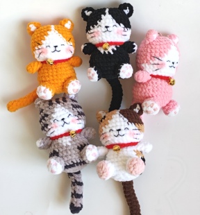 成品毛线钩织小猫玩偶 三花奶牛小橘猫挂件钥匙扣包包挂饰礼物