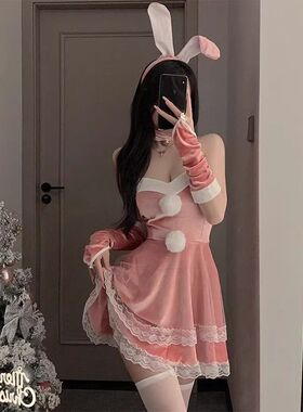 网红圣诞战袍派对服新年红色制服性感圣诞装cos兔女郎连衣裙套装