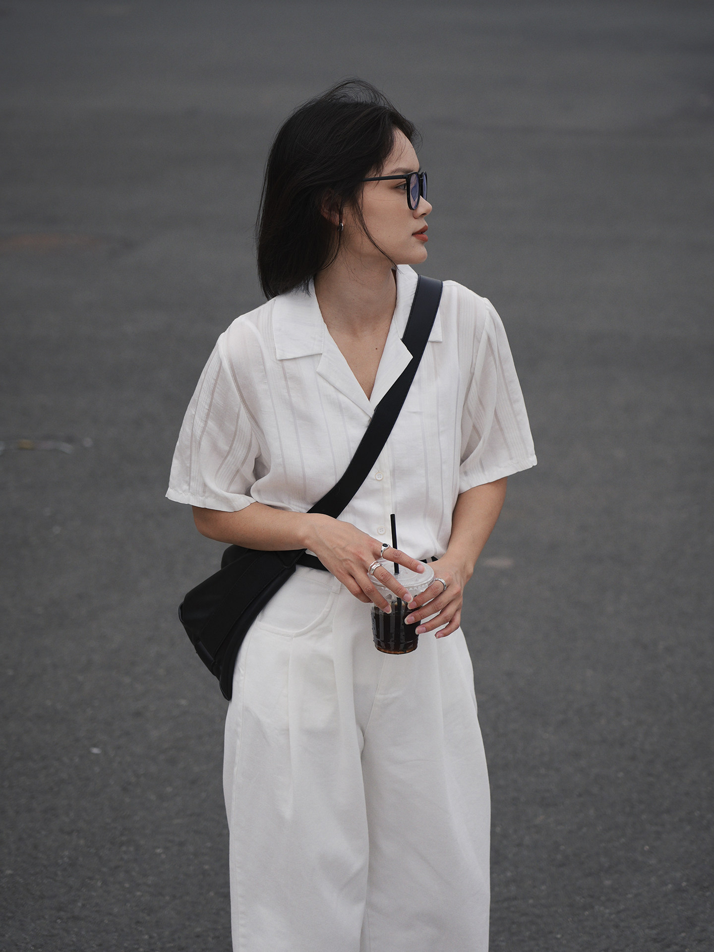 thumbnail for Bubu French Retro Lightweight White Short-Sleeve Shirt with a Unique Design, Niche Cuban Collar, Loose and Slimming Shirt for Women