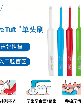瑞典TePe进口小头单头刷 猫咪小狗牙刷 智齿正畸种植牙牙缝清洁