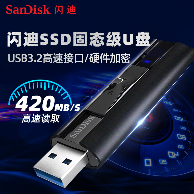 Sandisk/闪迪u盘512g高速USB3.2固态闪存盘CZ880商务加密金属优盘 闪存卡/U盘/存储/移动硬盘 普通U盘/固态U盘/音乐U盘 原图主图