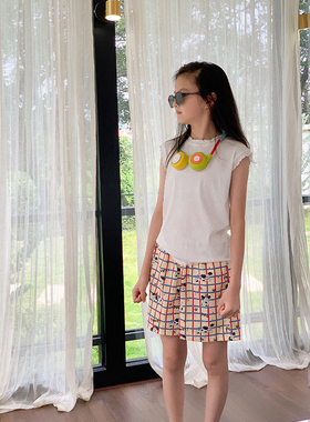 西西家女童2025夏季新款潮流花边背心儿童休闲百搭无袖上衣KD9206