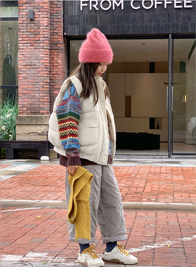 【费尔岛】西西家女童2025冬新款彩色条纹毛衣儿童休闲上衣JX136