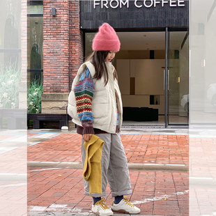 【费尔岛】西西家女童2025冬新款彩色条纹毛衣儿童休闲上衣JX136