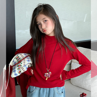 【平安喜乐】西西家女童2025冬款半高领长袖T恤儿童打底衫JX1077