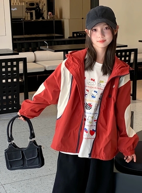 西西家女童2026春款潮流百搭连帽冲锋衣儿童休闲外套ZZH88019