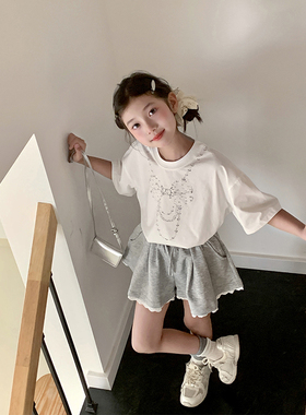 【项链】西西家女童2025夏季新款烫钻短袖T恤儿童百搭上衣DF15191