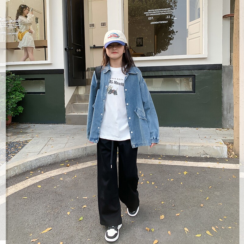 西西家女童复古休闲百搭牛仔外套
