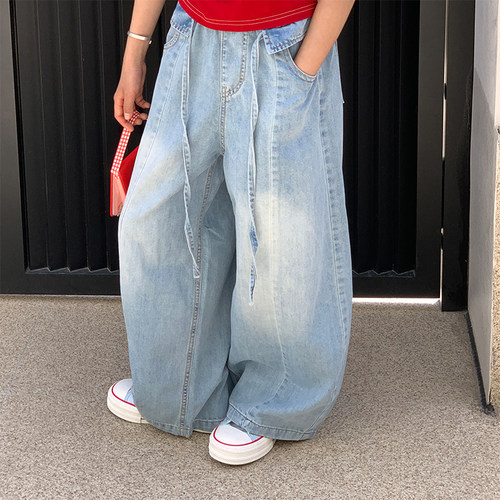 西西家女童夏小众设计款牛仔阔腿