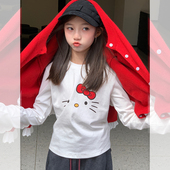 T恤儿童百搭上衣JX8821KT 卡通长袖 KT猫 西西家女童2025秋冬款