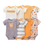 新款 纯棉卡通男女宝宝三角爬服夏季 连体衣 哈衣4件套 新生婴儿短袖