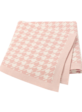 千鸟格婴儿毯纯棉针织盖毯100*80cm宝宝包被baby cotton blanket