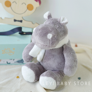 33CM灰色河马毛绒玩具超柔软宝宝睡觉安抚玩偶儿童房装 饰娃娃