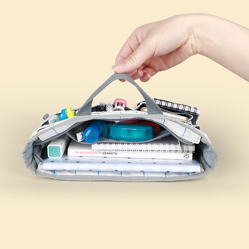 일본 KOKUYO 체크 무늬 느낌 WSG-BBL01 겸용 수납 가방 중형 가방